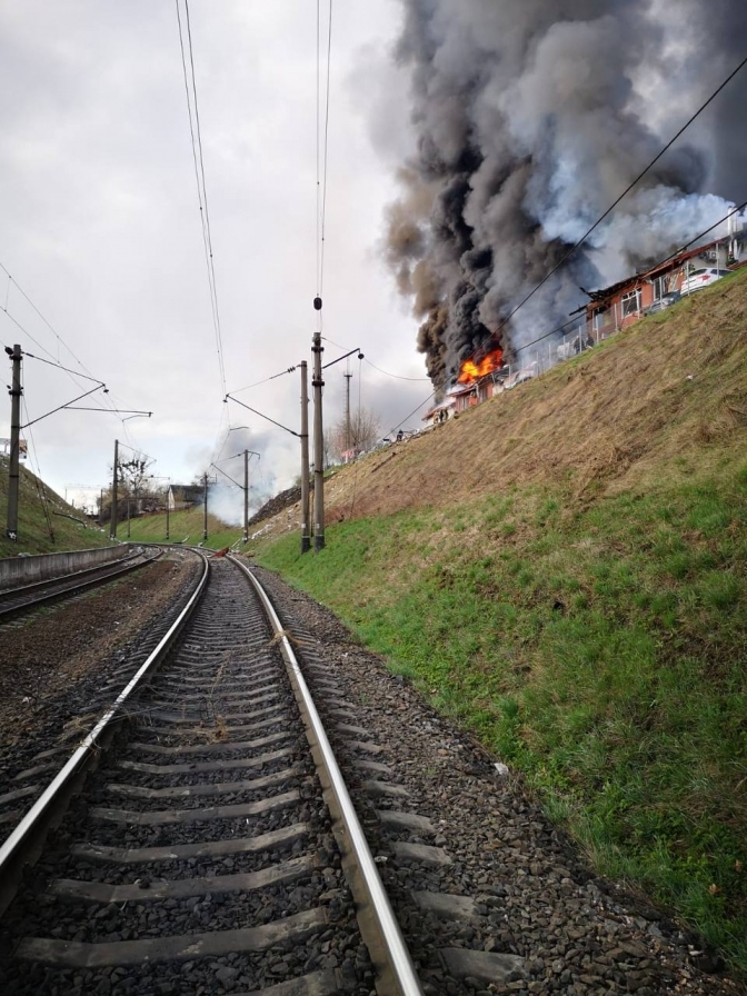 Fire in Lviv after targeted by Russian missile