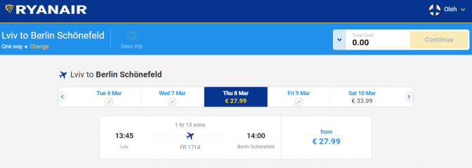 Від 20 до 46 євро: перелік рейсів Ryanair та ціни на квитки з Києва та Львова фото 3