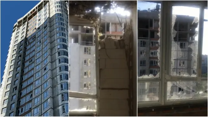 У Києві забудовник розповів про наслідки падіння уламків збитого БПЛА на недобудований ЖК