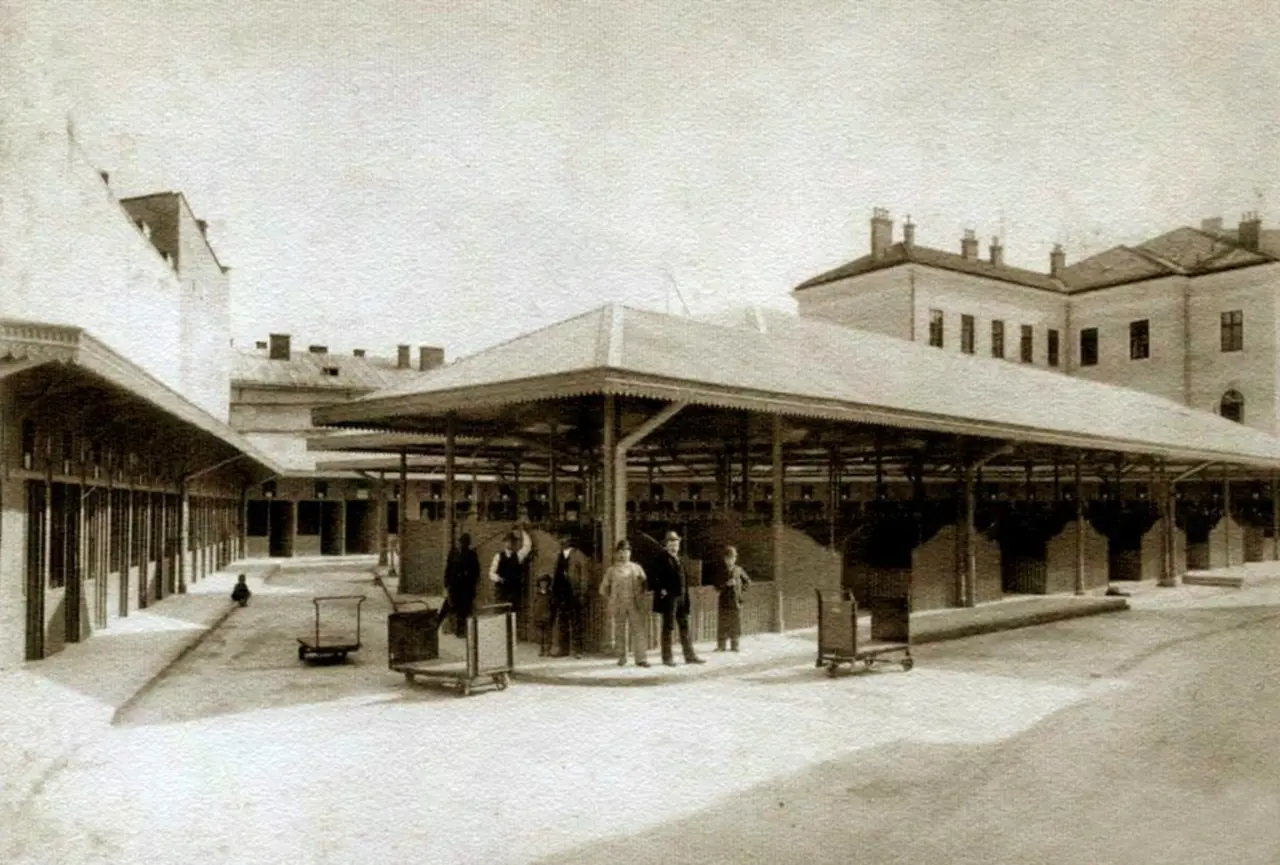 Новозбудований Галицький ринок біля площі Галицької. Фото 1892 року