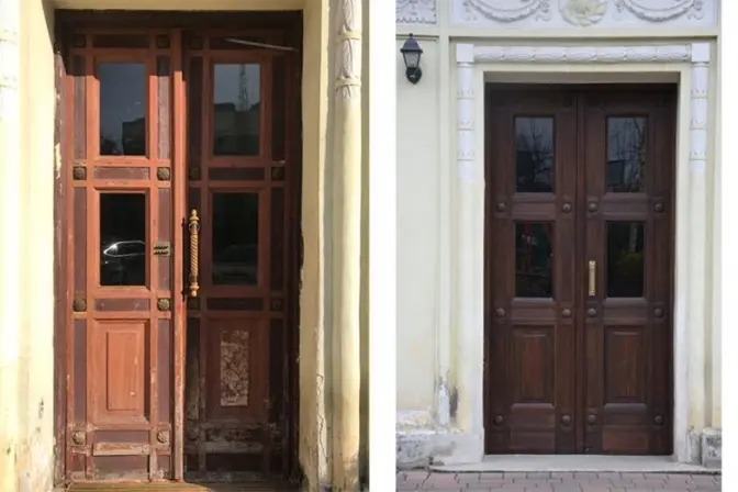 У Львові на вулиці Франка відновили автентичну дерев’яну браму. Фото до і після