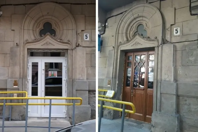 В історичній частині Львова замість пластикових дверей знову встановили дерев’яні. Фото до і після
