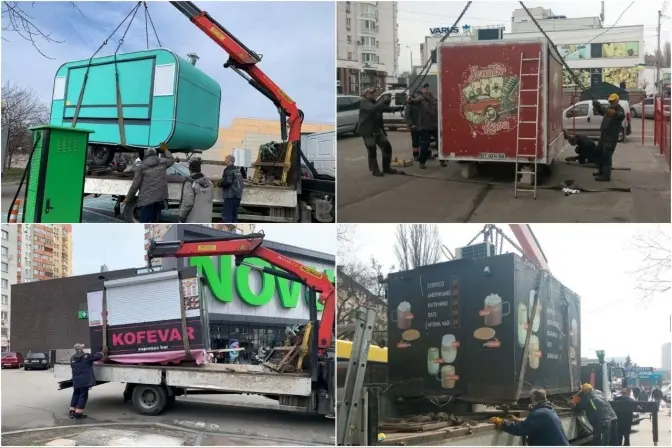 Комунальники продовжують очищати Київ від незаконних торговельних споруд