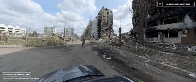 В мережі з'явився сайт, який дозволяє «пройтись» розбитими війною вулицями українських міст
