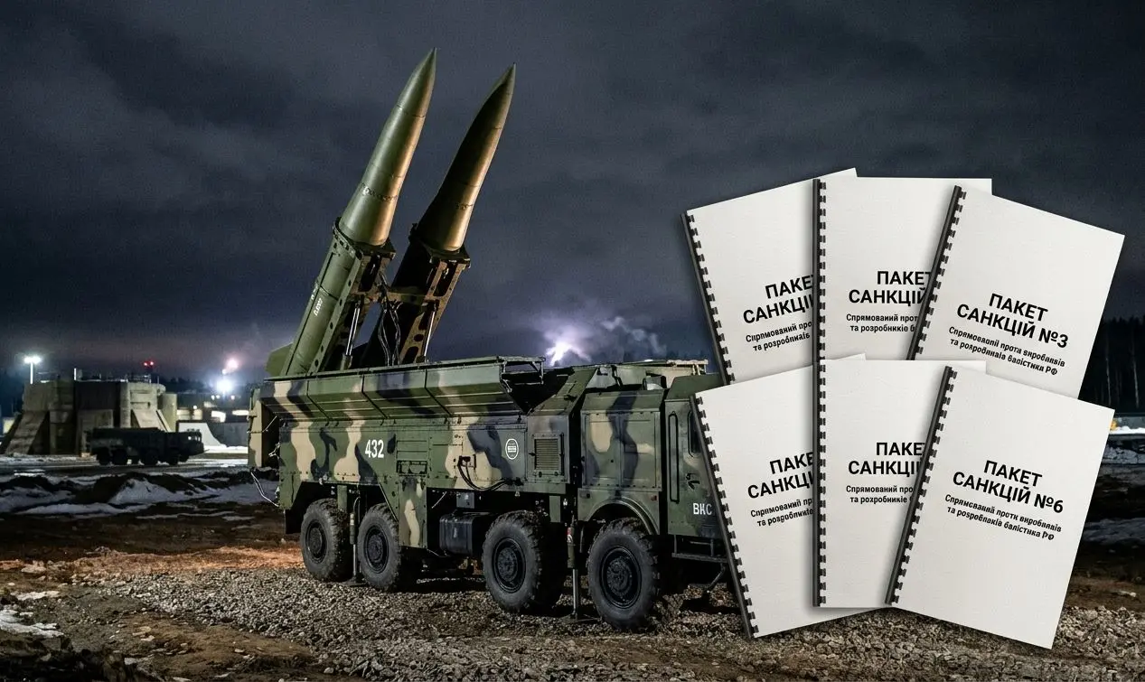 Українська сторона передала партнерам 6 пакетів санкцій проти російських заводів і інститутів, які розробляють і виготовляють балістичні ракети / колаж ілюстративний.