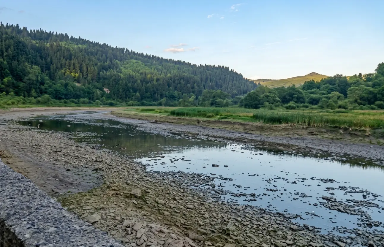 Річки Львівщини продовжують міліти, води в криницях практично немає / фото річки Стрий