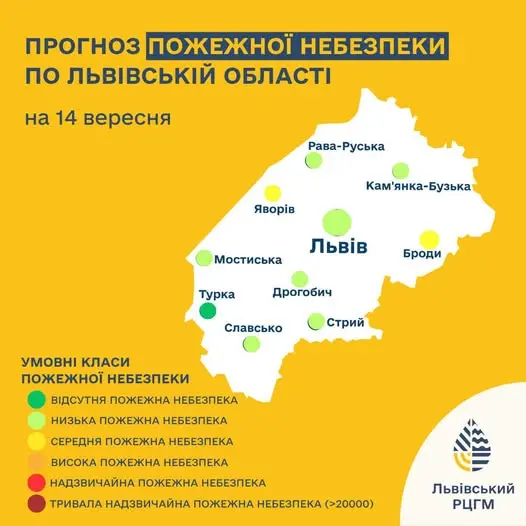 Прогноз пожежної небезпеки 14 вересня на Львівщині / фото: Львівський РЦГМ