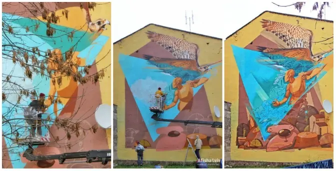 Художники розмалювали стіну на Підзамчі у Львові. Фото