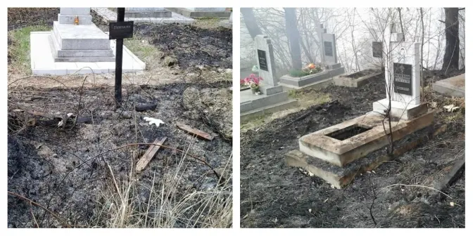 У Львові на цвинтарі горіли хрести, лавки й надгробки. Фото