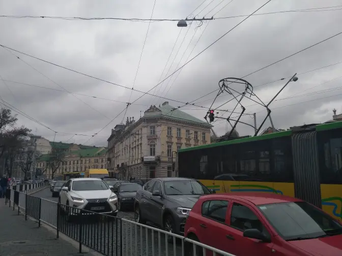 Ситуація на дорогах Львова. Затор у центрі міста