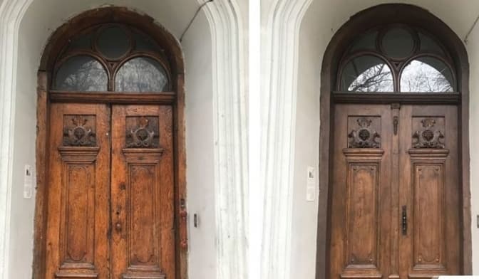 У Львові відновили дерев’яну браму на вулиці Крушельницької. Фото до та після