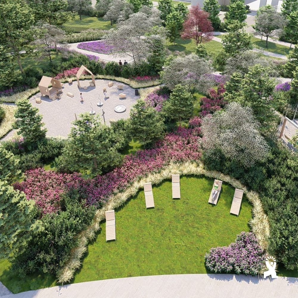 Візуалізація терапевтичного скверу в онколікарні у Львові / Фото з презентації БФ "Жити зараз"