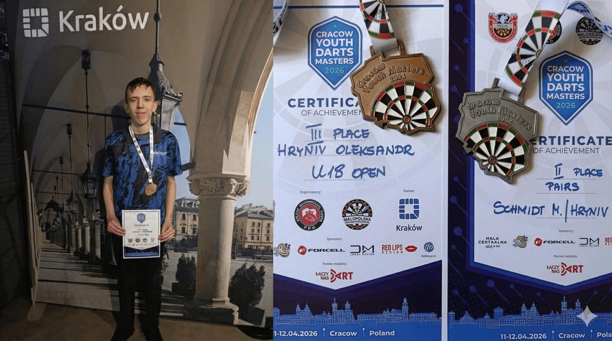 13-річний дартсмен зі Львівщини виборов дві медалі на міжнародному турнірі