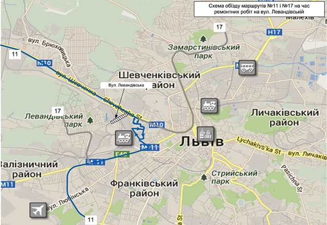 Через перекриття вул. Левандівської два автобуси змінять маршрут