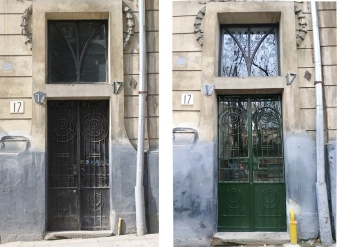 На вулиці Нечуя-Левицького у Львові відновили металеву браму. Фото до і після