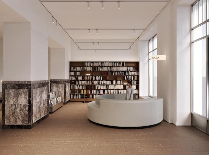 Як виглядатиме книгарня, яку облаштують на місці залізничних кас у Львові. Візуалізація