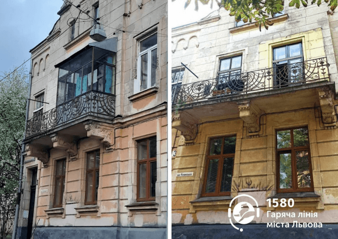У історичному центрі Львова демонтували засклений балкон