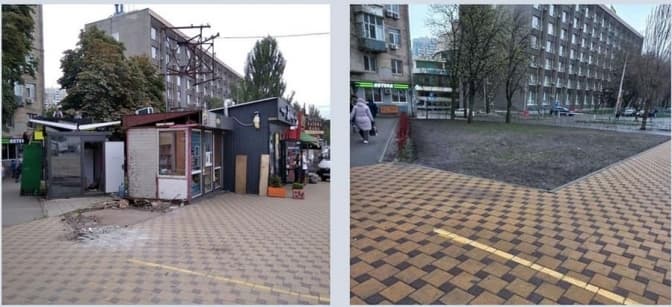 У Києві замість демонтованих МАФів облаштовують зелені зони та сквери