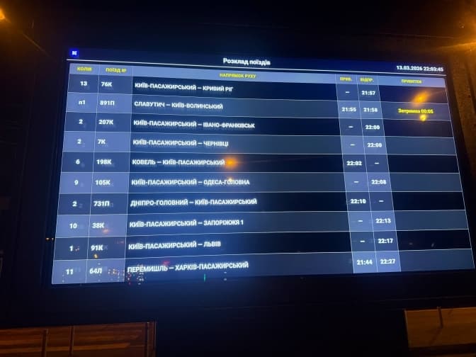 На паркінгу перед Центральним вокзалом столиці з’явилося вуличне табло з графіком потягів