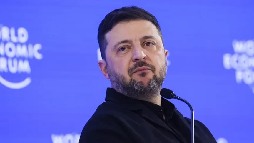Президент України Володимир Зеленський на 56-му щорічному засіданні Всесвітнього економічного форуму в Давосі, Швейцарія, 22 січня 2026 року Krisztian Bocsi/Bloomberg via Getty Images