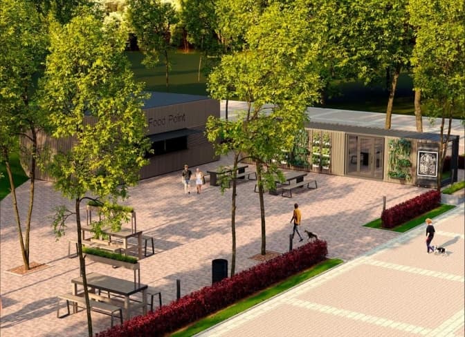 Біля кесона на Оболоні облаштовують зону з вуличною їжею. Візуалізація