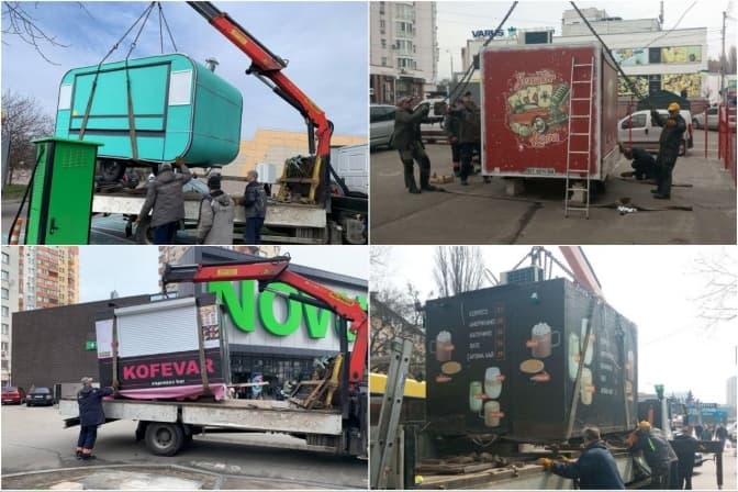 Комунальники продовжують очищати Київ від незаконних торговельних споруд