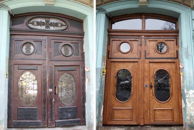 На вулиці Січових Стрільців відреставрували ще одну браму. Фото до і після