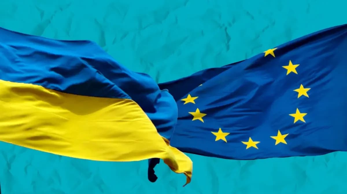 Прапор України і прапор ЄС
