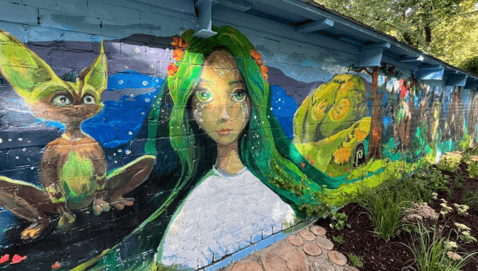 В Києві з’явився мурал за мотивами мультфільму «Мавка. Лісова пісня»