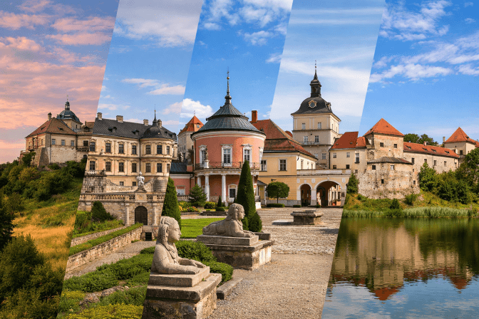 Колаж із замків Львівщини