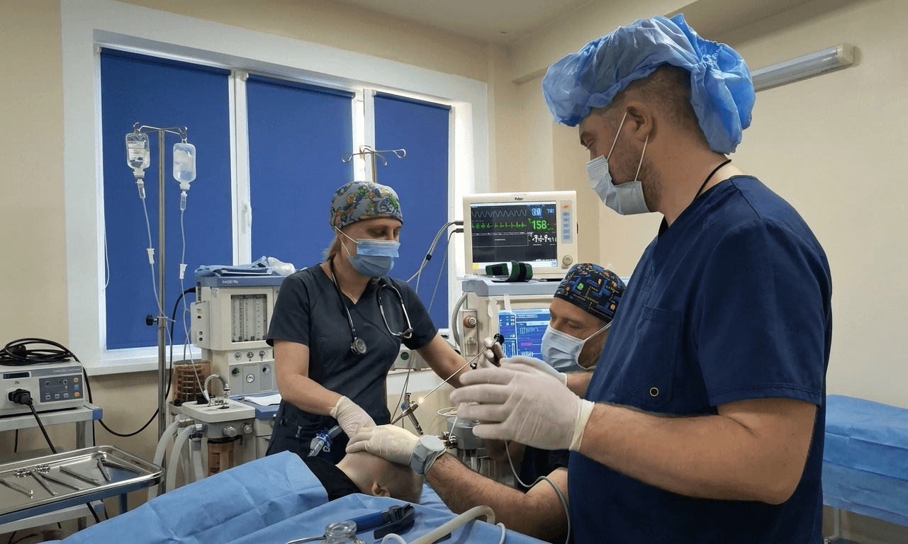 Видалення стороннього предмета за допомогою бронхоскопа / фото Дитячої лікарні Святого Миколая