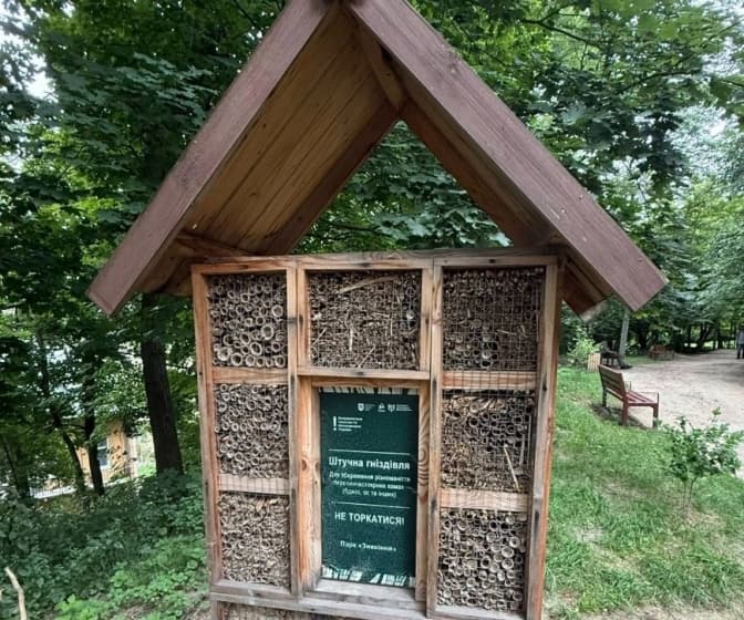 В одному з парків Львова запрацювали «готелі» для диких бджіл: більшість гніздівель уже заселені
