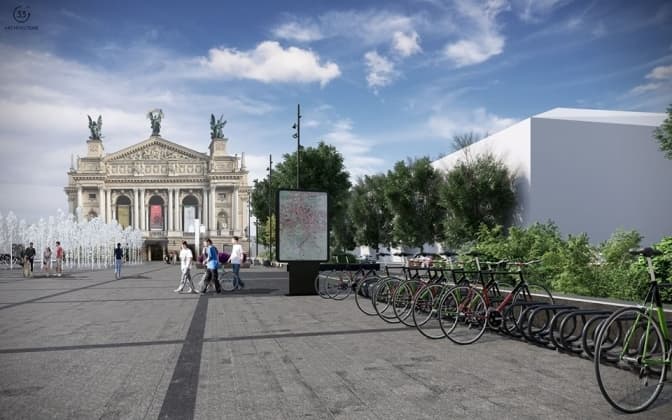 Львів’янам показали оновлений проект реконструкції фонтану перед оперним. Візуалізація