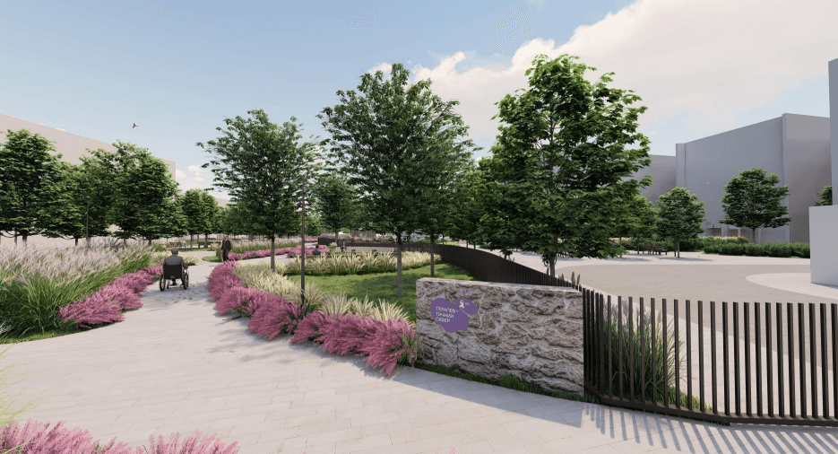 Візуалізація терапевтичного скверу в онколікарні у Львові / Фото з презентації БФ "Жити зараз"