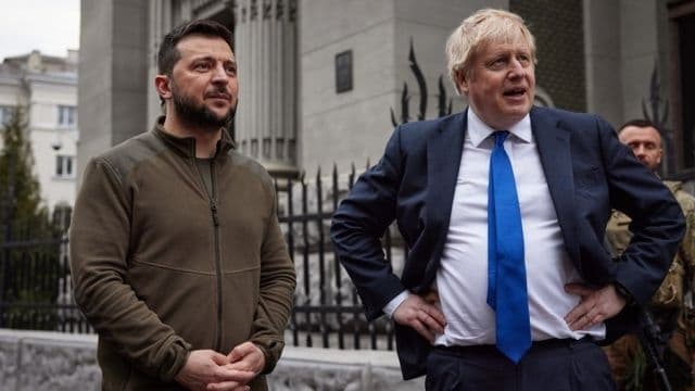 Борис Джонсон та Володимир Зеленський у Києві 9 квітня