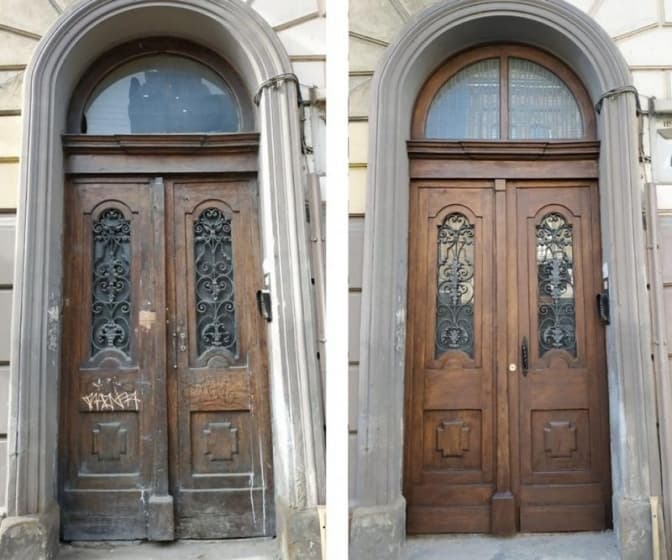 На вулиці Івана Франка відреставрували браму. Фото до і після