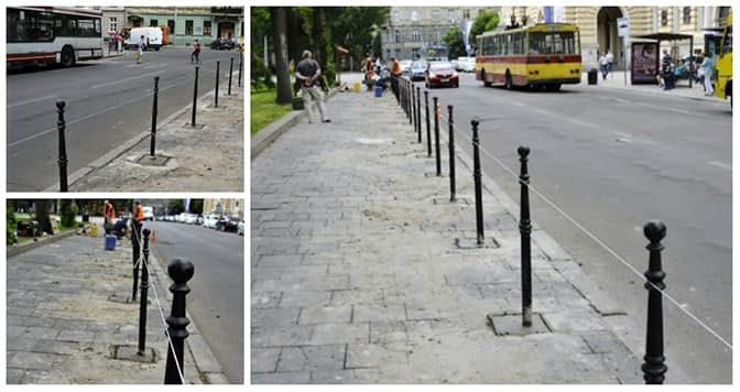 У Львові встановили стовпці навпроти університету Франка