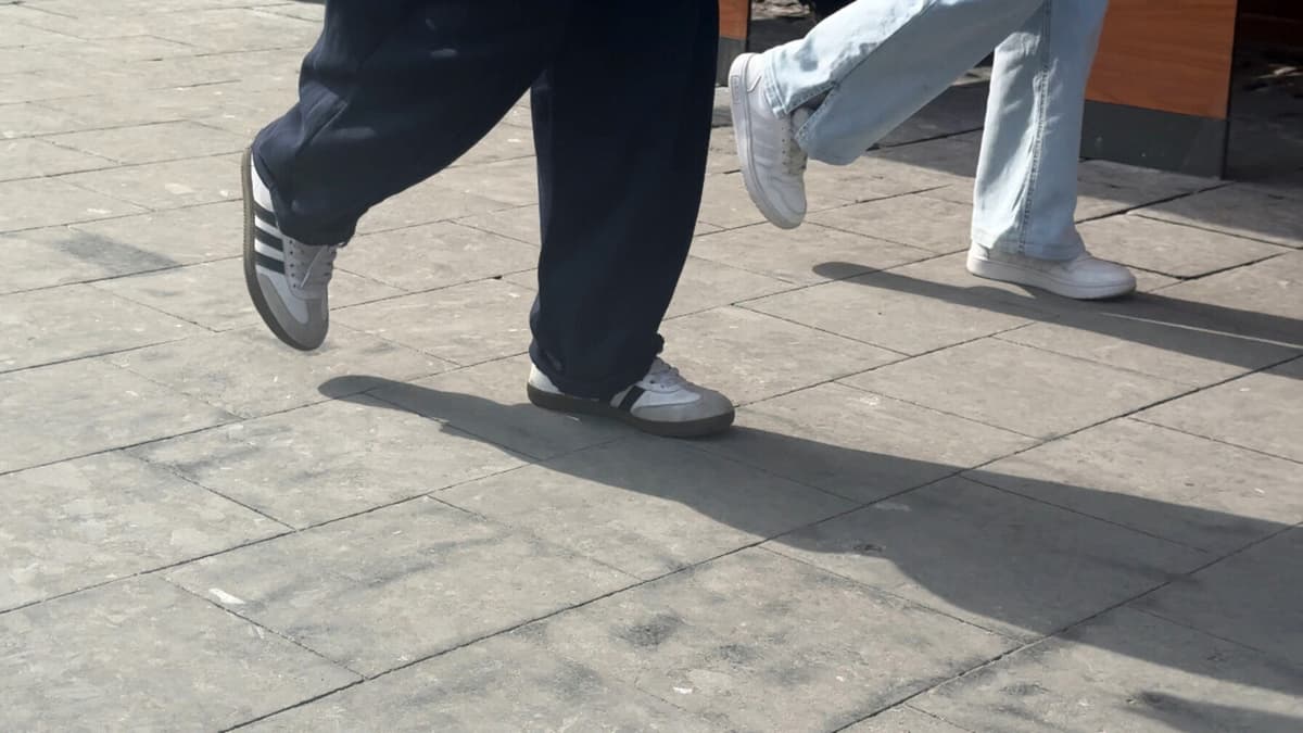 A section of tiles on Svobody Avenue in Lviv has been treated to make it less slippery