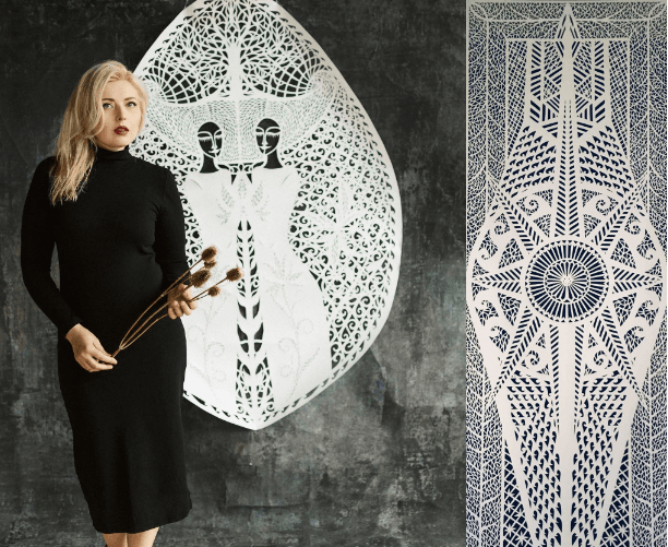 Львівська майстриня створила оригінальну витинанку з паперу з опалого листя. Фото