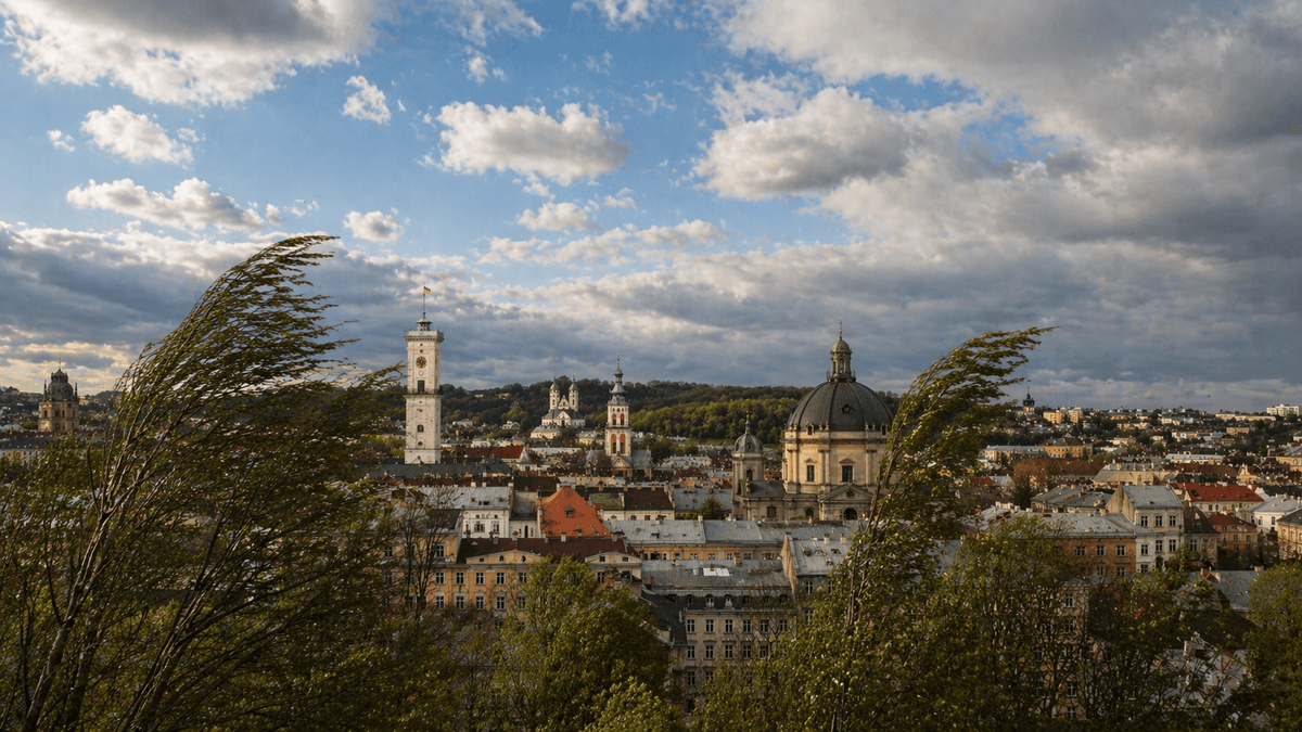 Завтра у Львові знову прогнозують сильний вітер до 20 м/с і нічні заморозки до -5°