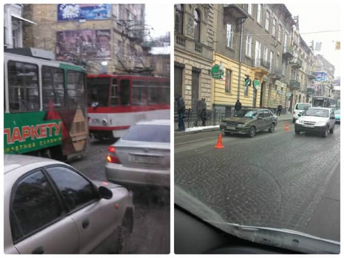 Ситуація на дорогах Львова: на площі Франка стоять трамваї