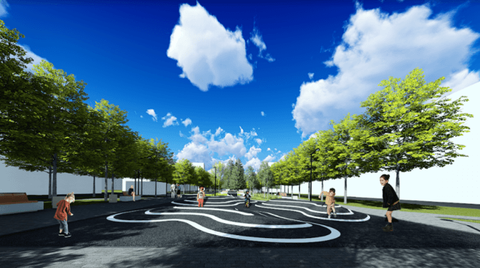 Як виглядатиме громадський простір на вулиці Гашека у Львові. Візуалізація