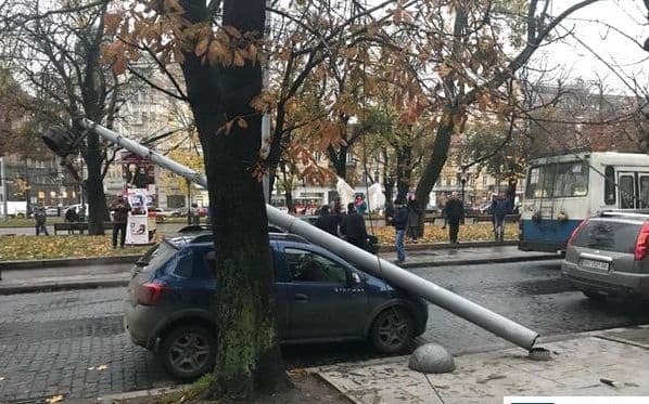 У центрі Львова на авто впала опора