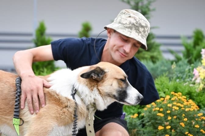 Ветеран без руки щодня доглядає майже 60 собак у Львові