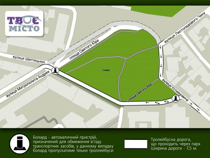 Сквер святого Юра: чи буде місце для тролейбуса та дитмайданчика?