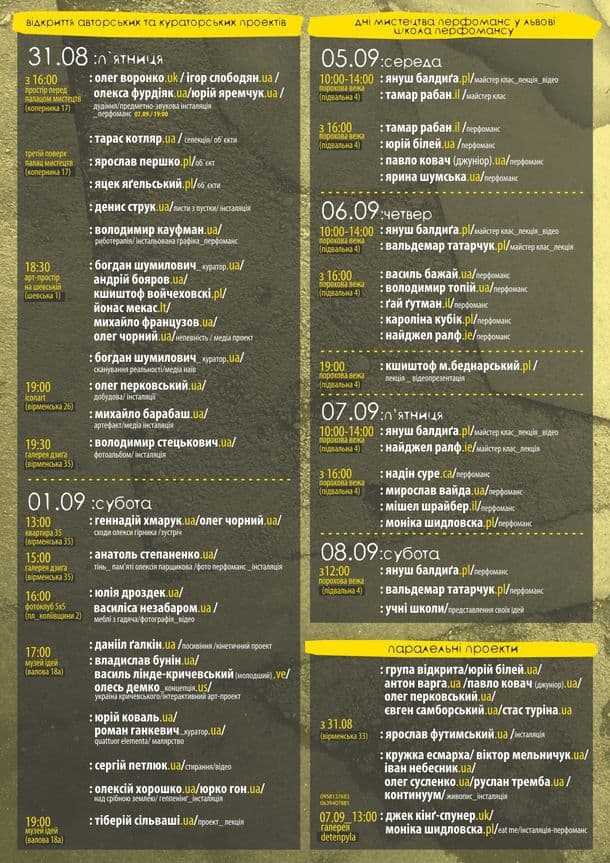 Тиждень актуального мистецтва 2012. Програма