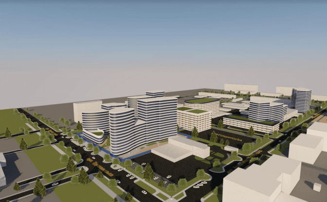 На Науковій будуватимуть житловий комплекс із паркінгом та дитсадком. Візуалізація