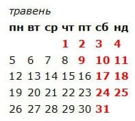 У травні українці матимуть три додаткових вихідних