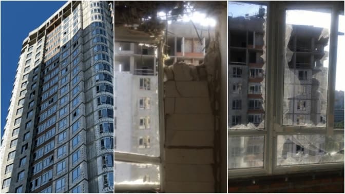 У Києві забудовник розповів про наслідки падіння уламків збитого БПЛА на недобудований ЖК
