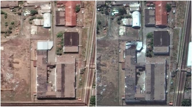 З'явились фото до та після удару по колонії в Оленівці. Ймовірно, росіяни розстріляли її термобаричними бомбами